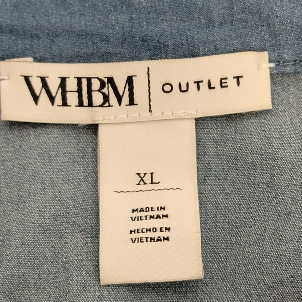 WHBM Peplum Zip Front Shacket Women XL Blue Chambray Denim Utility Fall Jacket - Picture 7 of 10
